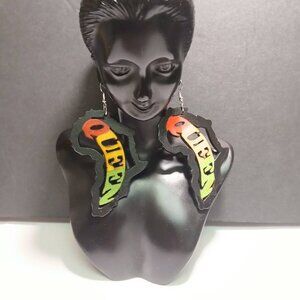 African Queen Earrings Rasta Earrings Handcrafted Earrings Wooden Earrings